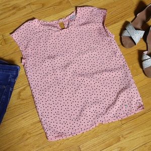 Abercrombie & Fitch pink/navy polka dot top, small